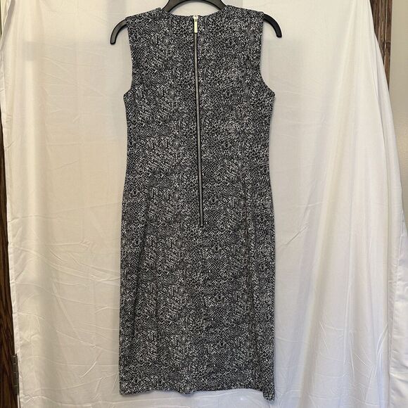 Calvin Klein Dress 8 Black‎ White Snake Sleeveless Gold Zipper Modern Career - Picture 3 of 5